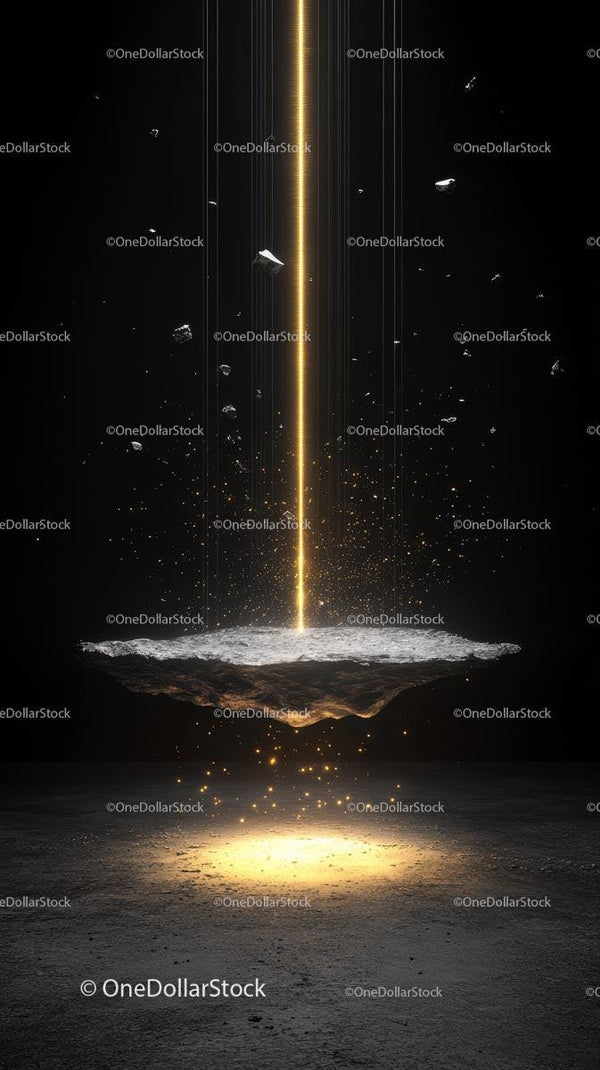 Futuristic Cosmic Energy Beam Emerging from Asteroid in Outer Space