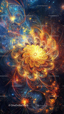 Vibrant Cosmic Explosion with Fractal Patterns and Glowing Lights