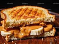 Grilled Banana Sandwich with Peanut Butter on Toasted Bread
