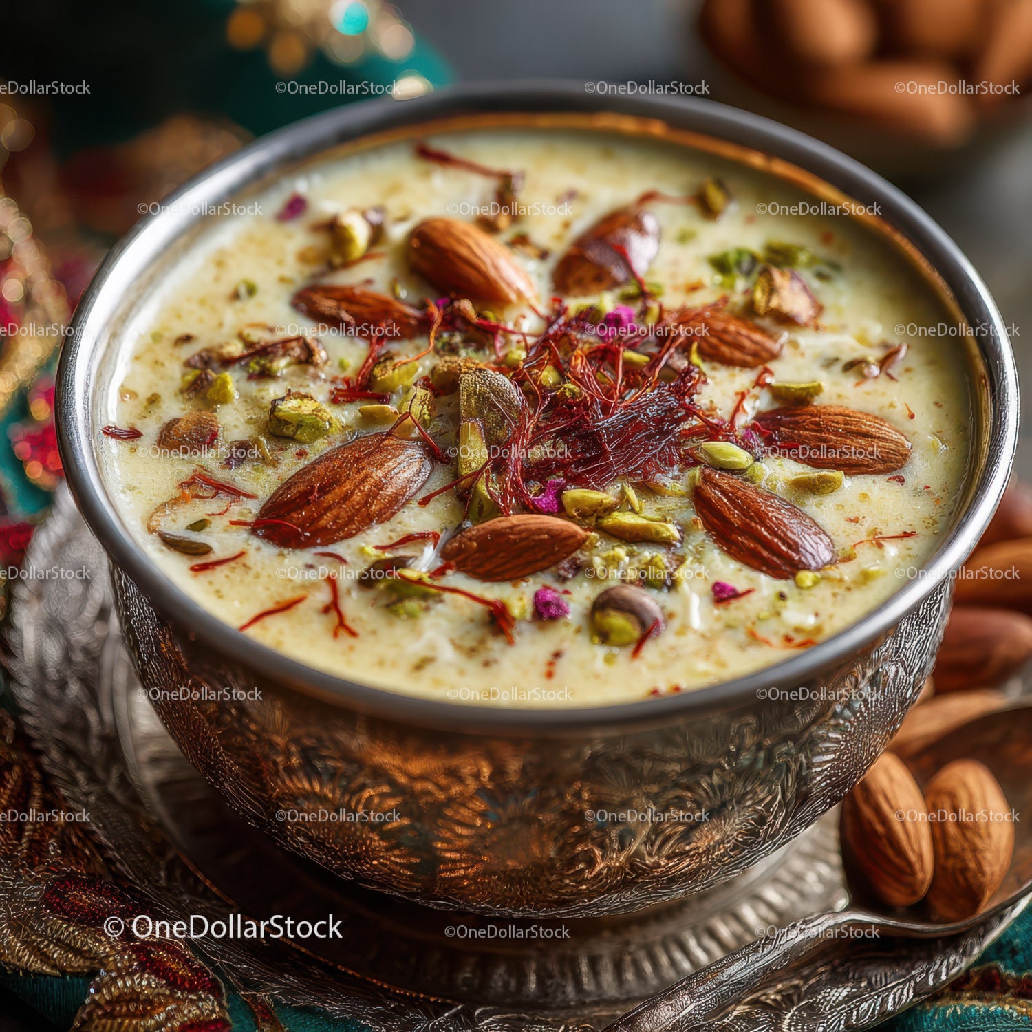 Traditional Indian Sweets Dessert with Pistachios Almonds and Rose Petals