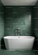 Green Marble Bathroom with White Freestanding Bathtub and Elegant Decor