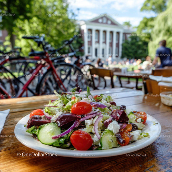 Colorful Fresh Vegetable Salad with Cherry Tomatoes and Feta Cheese