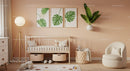 Modern Baby Nursery with Monstera Wall Art and Cozy Decor