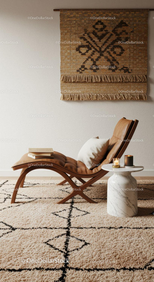 Cozy Reading Nook with Leather Lounge Chair and Candles