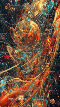 Abstract Space Scene with Swirling Nebula and Vibrant Colors