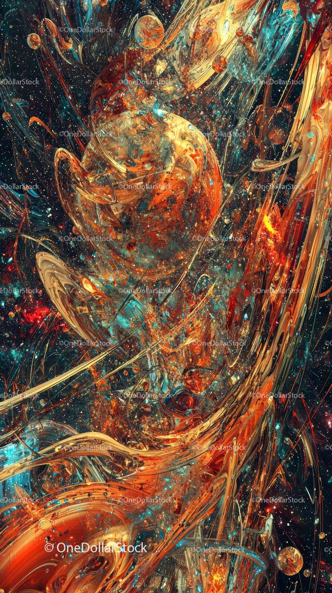 Abstract Space Scene with Swirling Nebula and Vibrant Colors