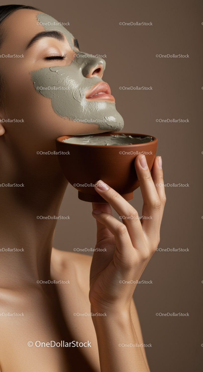 Woman Relaxing During Facial Mask Application in Spa Setting
