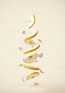 Floating Sliced Pear with Delicate Pink Petals