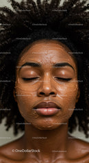 Close-up of Woman with Curly Hair Wearing Facial Mask for Skincare