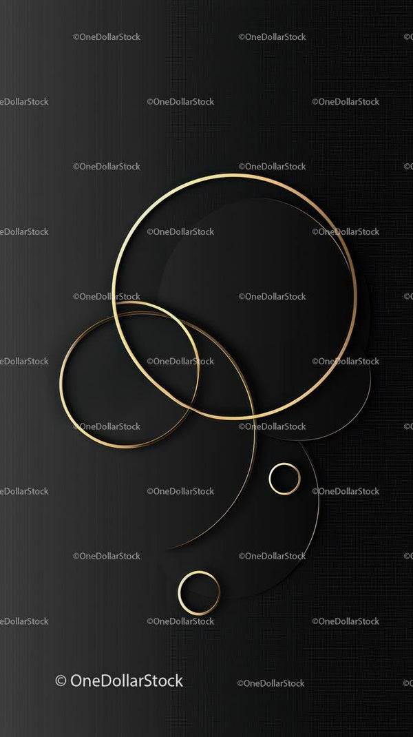 Elegant Gold Rings on Black Background for Luxury Design