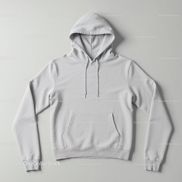 Minimalist White Hoodie Isolated on Plain Background JPG Mockup Image
