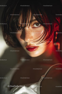 Dramatic Close-Up of a Beautiful Woman with Intense Expression