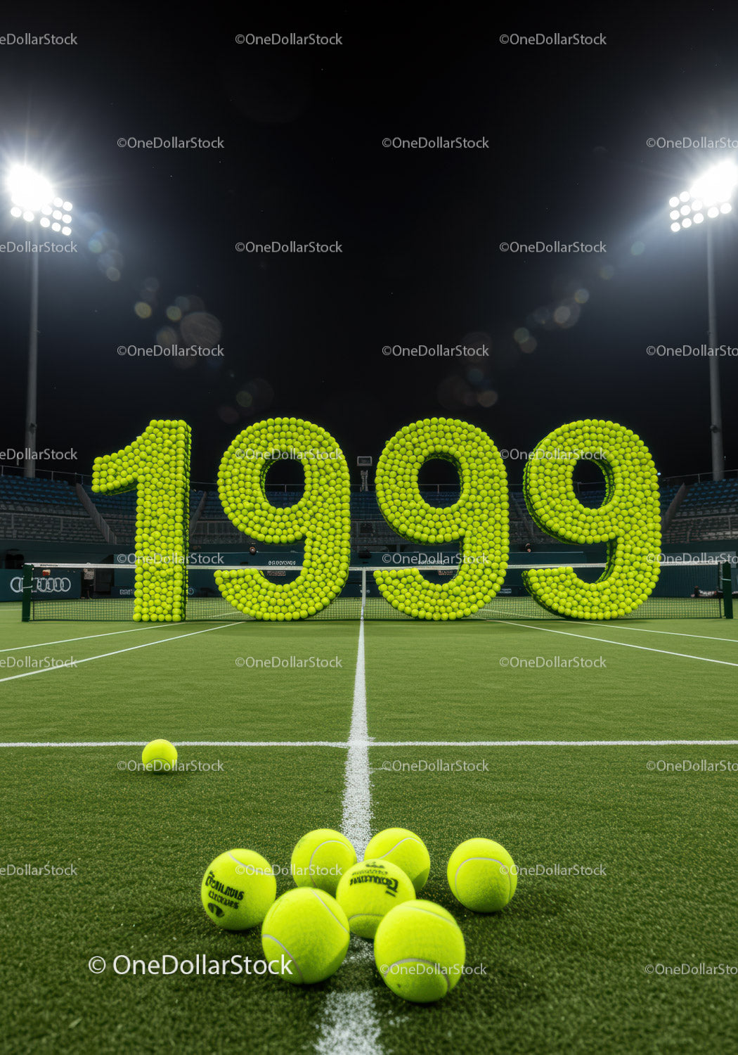 Tennis Court with Year 1999 Made of Tennis Balls