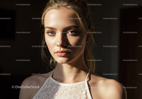 Elegant Young Woman in Natural Light with Sunlit Skin