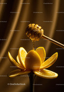 Honey Drizzling Over Citrus Flower Arrangement