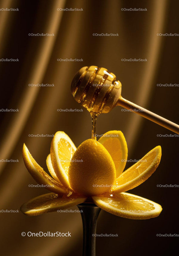Honey Drizzling Over Citrus Flower Arrangement