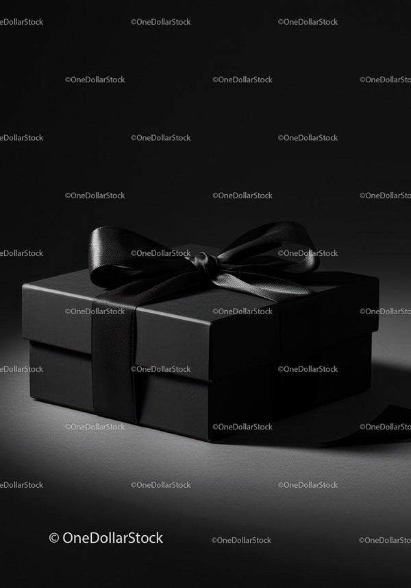 Black Gift Box with Satin Ribbon for Elegant Presentations JPG Mockup Image