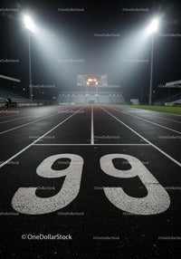 Nighttime View of an Empty Outdoor Running Track