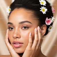 Portrait of a Woman with Daisies and Freckles in Soft Natural Light