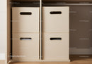 Beige Fabric Storage Bins in Modern Closet for Home Organization