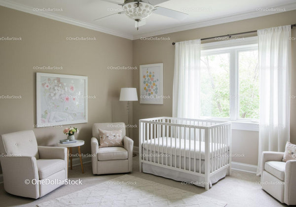 Bright and Cozy Nursery Room with White Crib and Elegant Decor