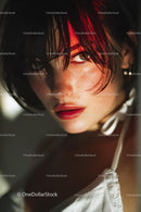 Dramatic Close-Up of a Beautiful Woman with Intense Expression