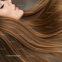 Side profile of woman with flowing long blonde hair