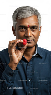 Senior Man Holding Raspberries for Healthy Lifestyle and Nutrition