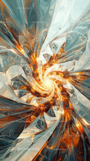 Futuristic Digital Fractal Swirl with Vibrant Orange and Blue Highlights