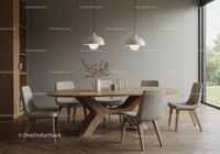 Modern Dining Room with Wooden Table and Minimalist Decor
