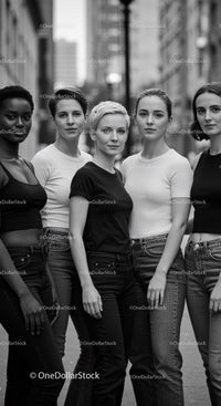Confident diverse women standing together outdoors