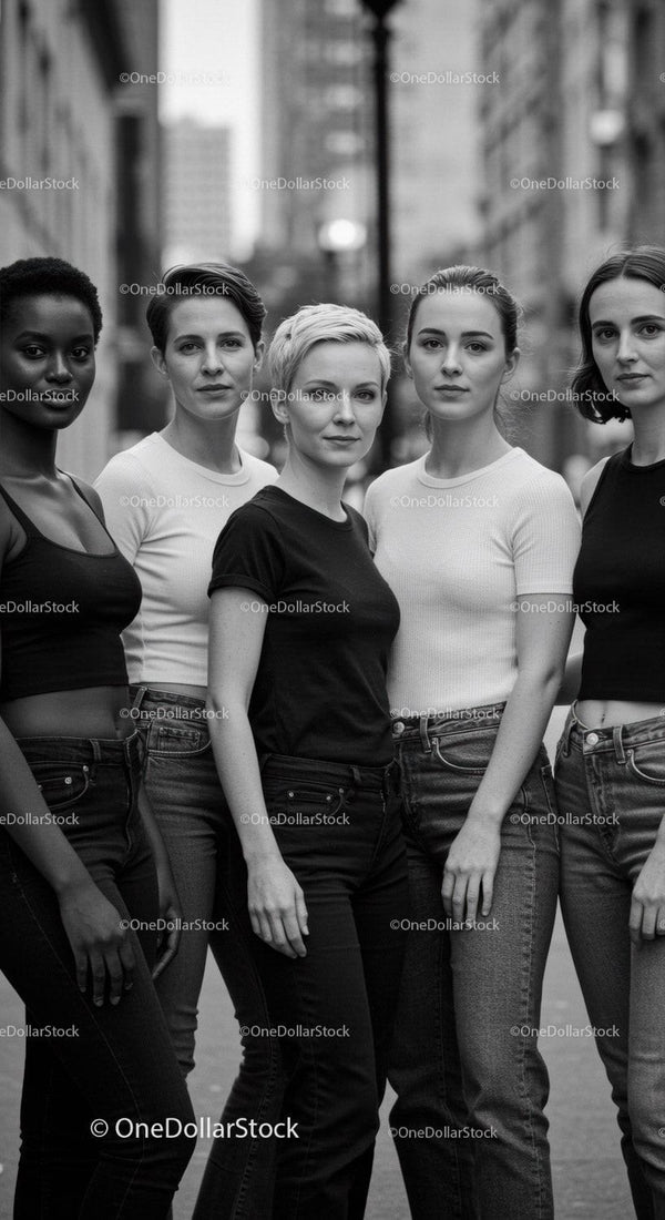 Confident diverse women standing together outdoors
