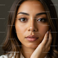Elegant Young Woman with Brown Eyes and Natural Makeup