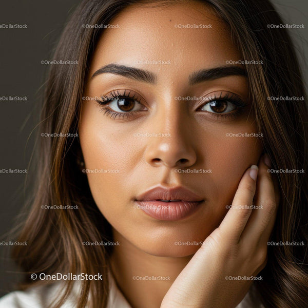 Elegant Young Woman with Brown Eyes and Natural Makeup