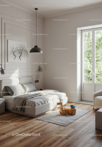 Modern Minimalist Bedroom with Wooden Floor and Natural Light