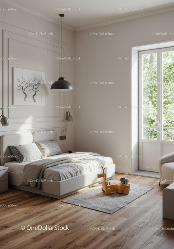 Modern Minimalist Bedroom with Wooden Floor and Natural Light
