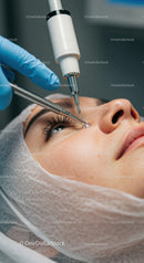Close-up of Woman Undergoing Eyelash Enhancement Treatment in Clinic