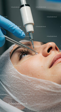 Close-up of Woman Undergoing Eyelash Enhancement Treatment in Clinic