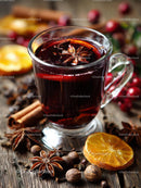 Delicious Mulled Wine with Citrus and Spices in a Glass Mug