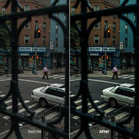 Before and after Cinematic Streets Lightroom preset edit