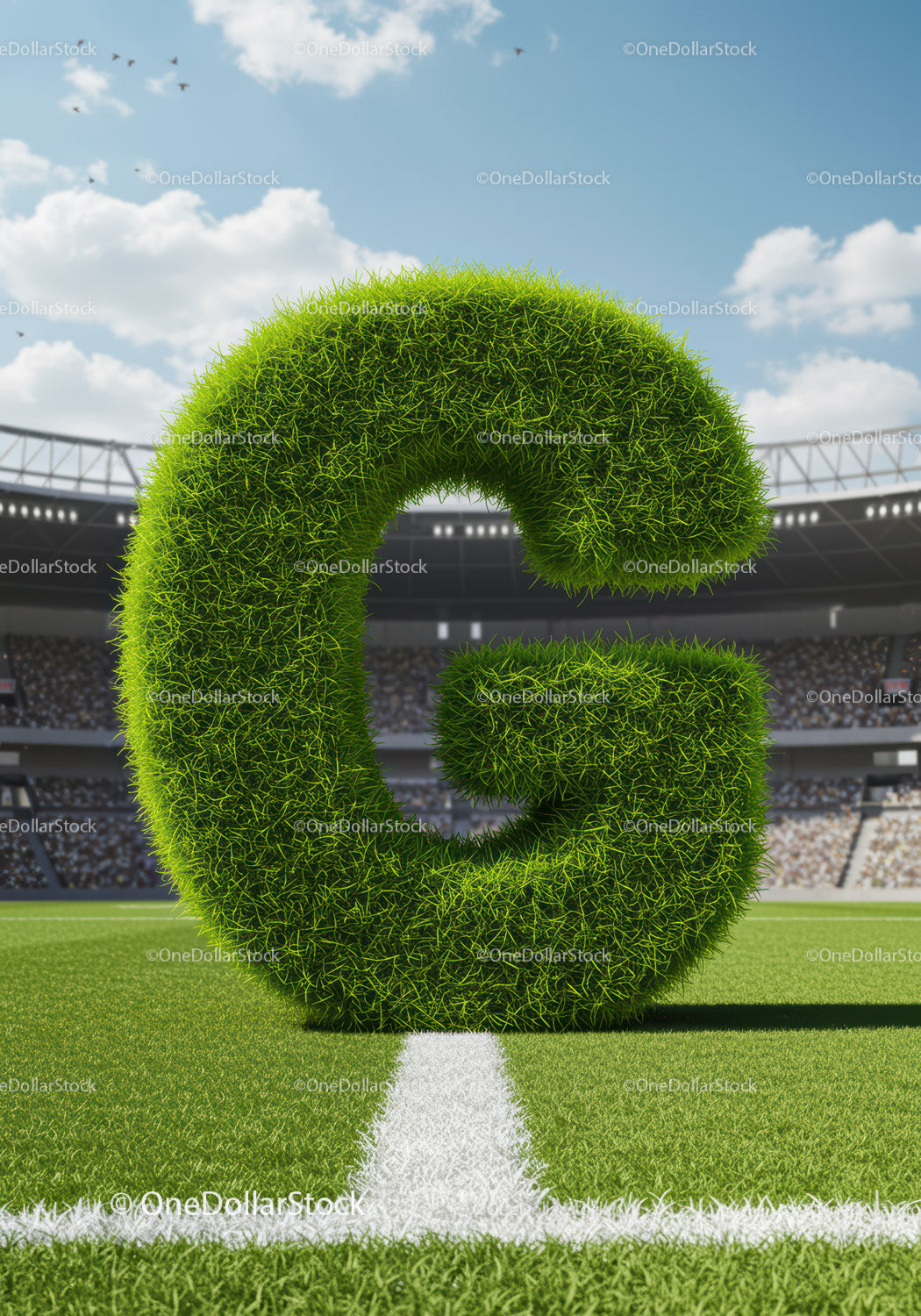 Zielona trawa Litera G Stojąca na boisku sportowym