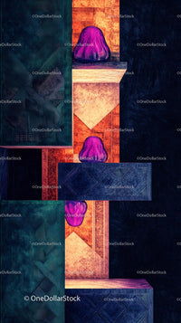 Abstract Geometric Art with Vivid Colors and Textured Surfaces