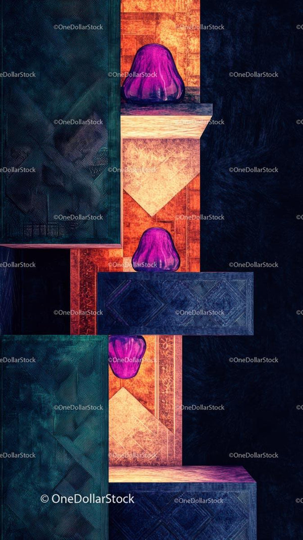 Abstract Geometric Art with Vivid Colors and Textured Surfaces