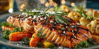 Fresh Grilled Salmon with Vegetable Side Dish and Herbs