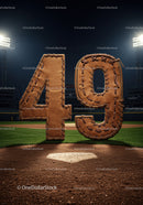 Leather Baseball Glove Styled Number Forty Nine On Field