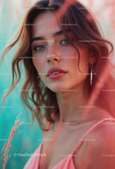 Portrait of a Young Woman with Blue Eyes and Sun-Kissed Skin in Summer