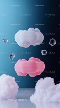 Abstract Cloud Shapes with Pink and White Floating Clouds in Sky