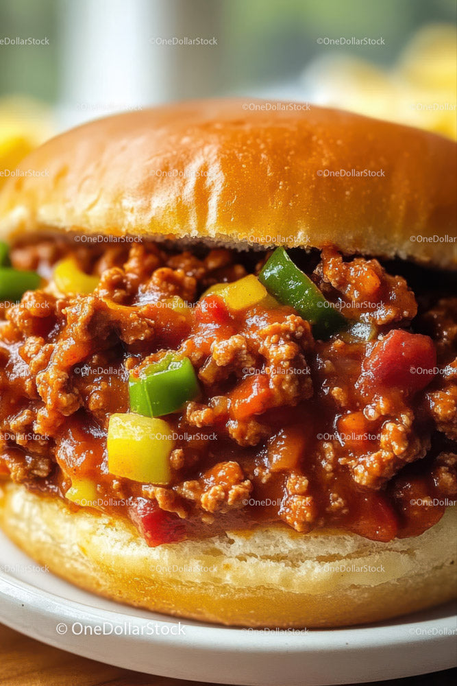 Soczysty burger Sloppy Joe z mielonej wołowiny ze świeżymi warzywami