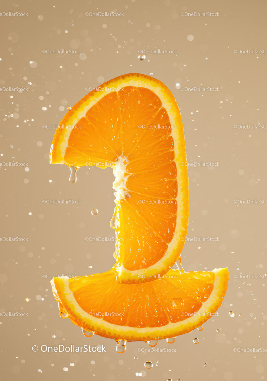 Fresh Orange Slices Splashing with Water Droplets