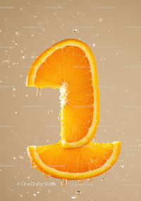 Fresh Orange Slices Splashing with Water Droplets